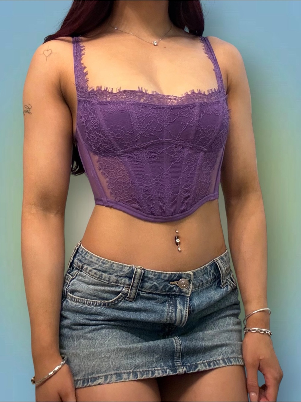 Victoria's Secret Purple Lace Crop Bustier Top